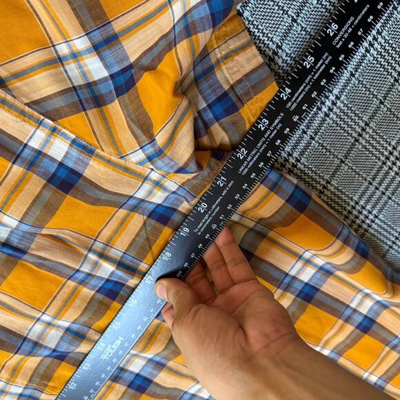 Banana Republic Shirt Orange Plaid Button-Up Slim Fit Size L - Picture 4 of 6